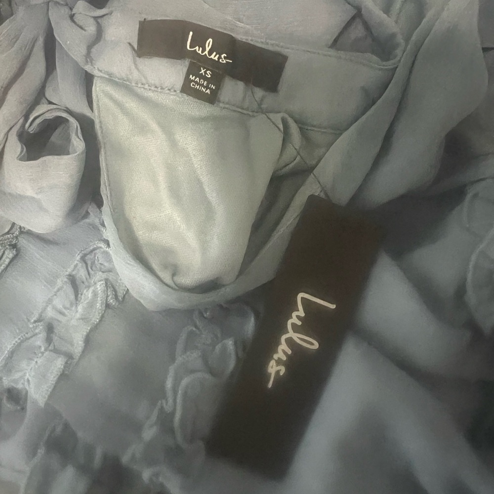 Lulu's Dusty Blue Tiered Maxi Dress - Picture 4 of 11